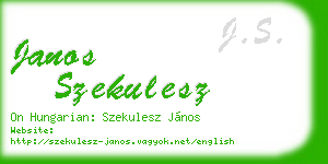 janos szekulesz business card