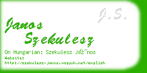 janos szekulesz business card